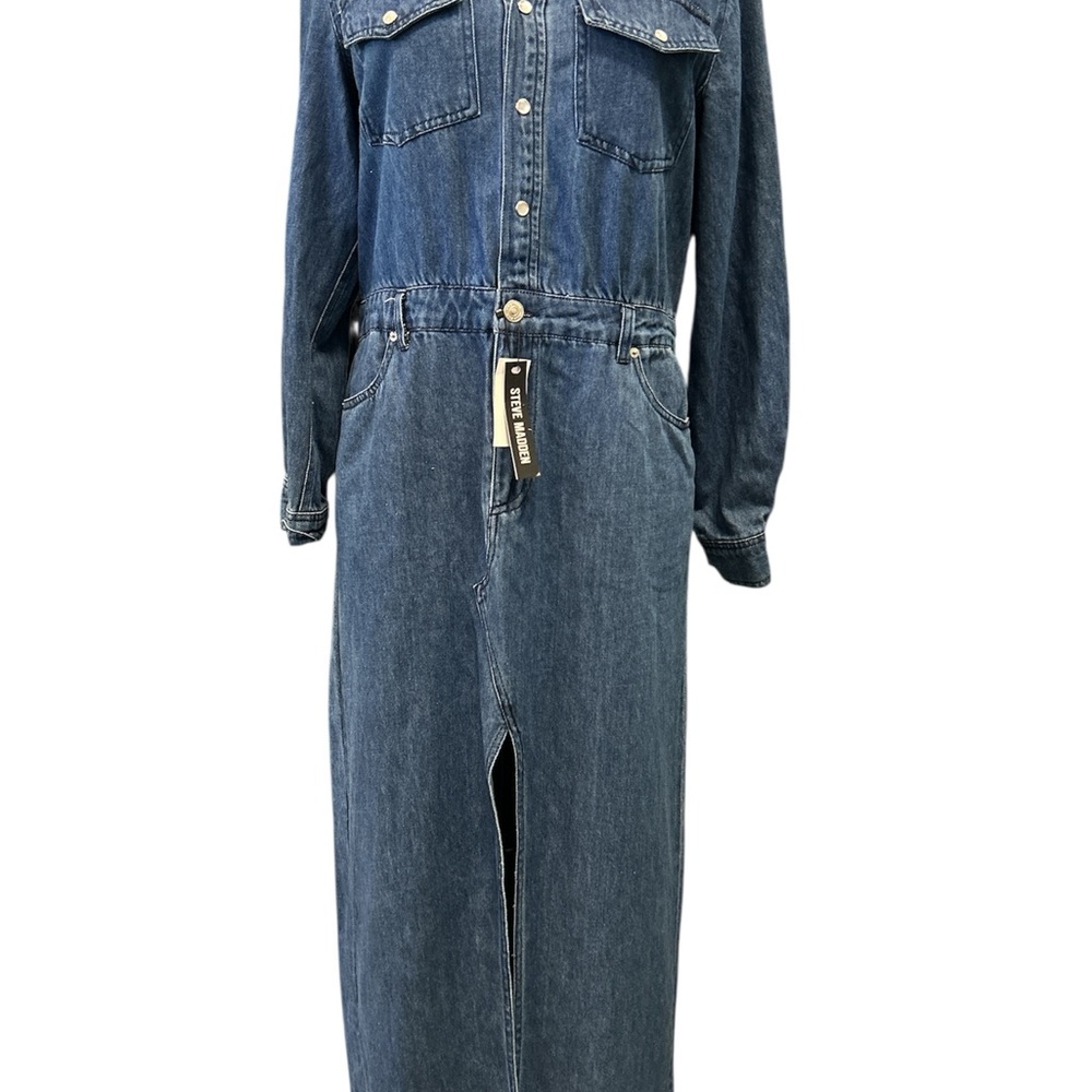 Steve Madden Dark Blue Long Sleeve Denim Dress